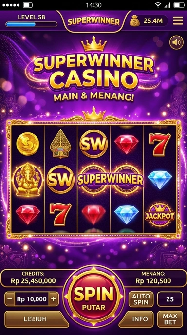 Cuplikan layar menu unduhan superwinner untuk perangkat Android
